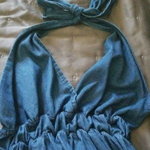 Blue denim long sun dress.